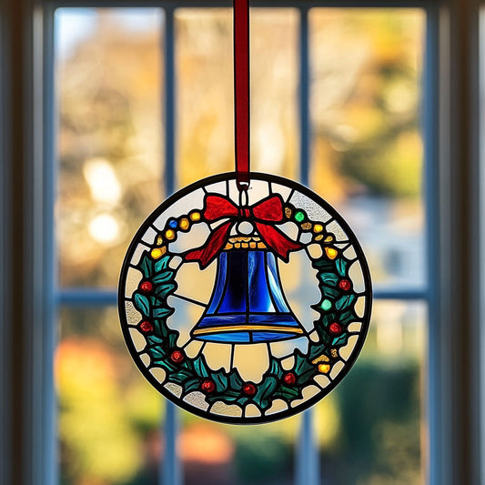 Jingle Bell WJ1411043CL Stained Glass Suncatcher