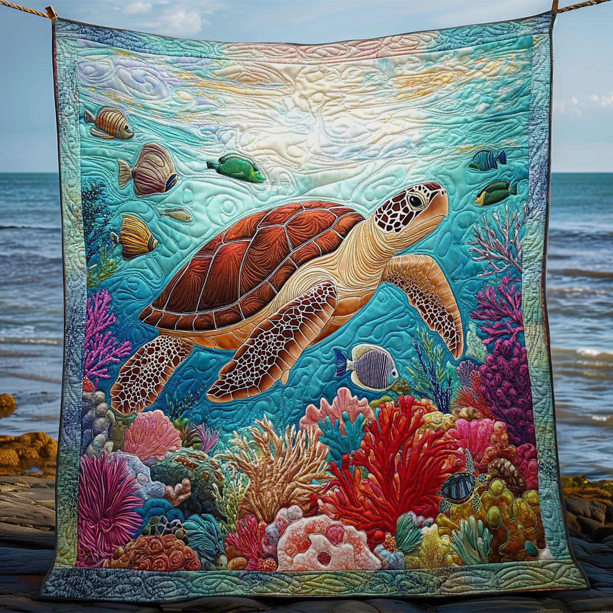 Turtle In Ocean FWY2312069CL Quilt
