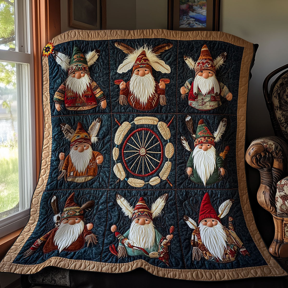 Dreamcatcher Native American Gnome WY0612010CL Quilt