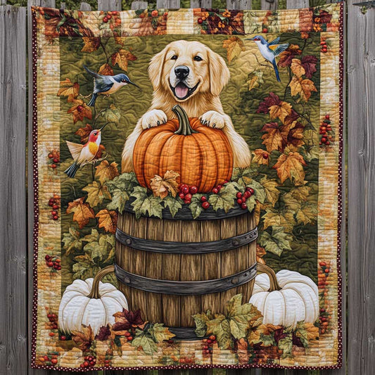 Golden Retriever's Pumpkin Joyride WN2709095CL Quilt