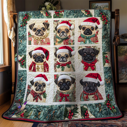 Holiday Pug Faces WN1312006CL Quilt