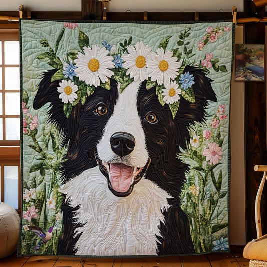 Flower Wreath Border Collie WY1812027CL Quilt