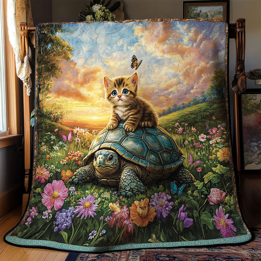 Turtle Kitten Flower WT1102005CL Quilt