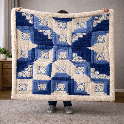 Blue Floral KL2401003CL Faux Fur Throw Blanket