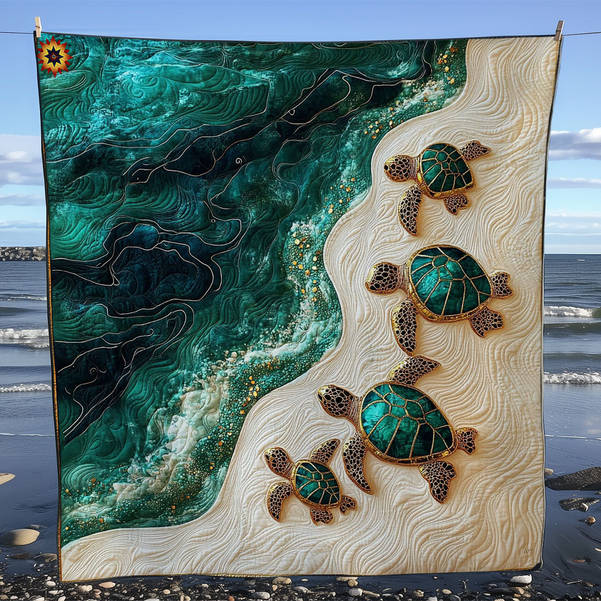 Turtle Family WY2711030CL Quilt