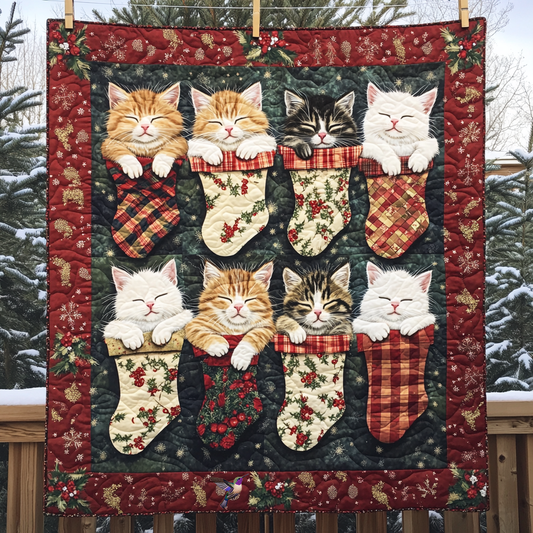 Christmas Sock Of Cat WY2210017CL Quilt