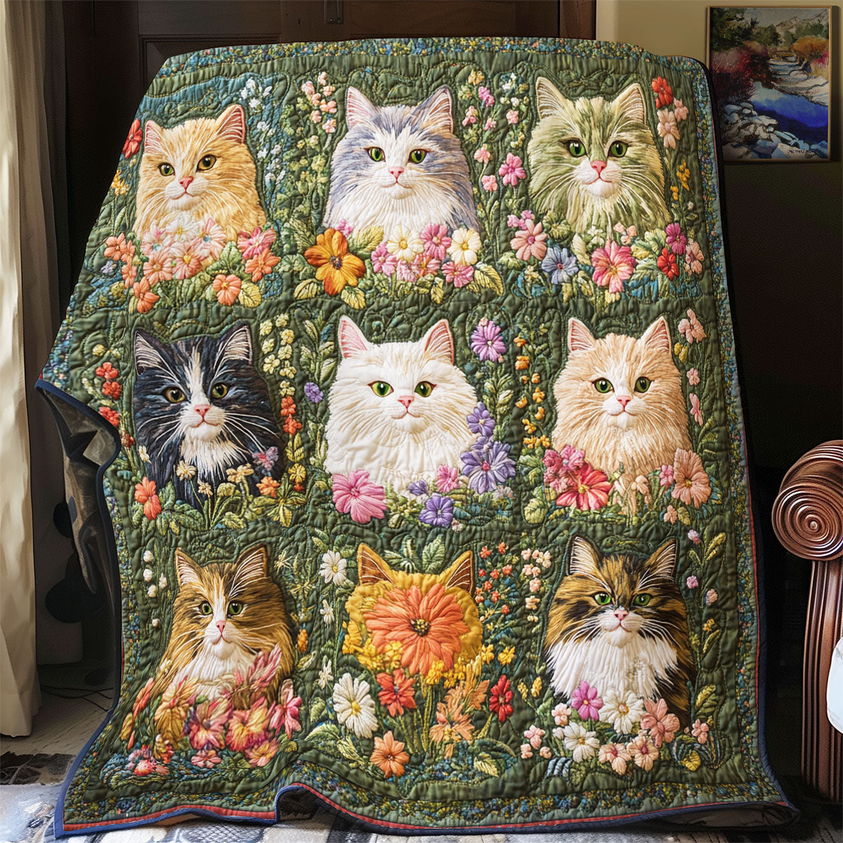 Floral Cat YR1101007CL Quilt