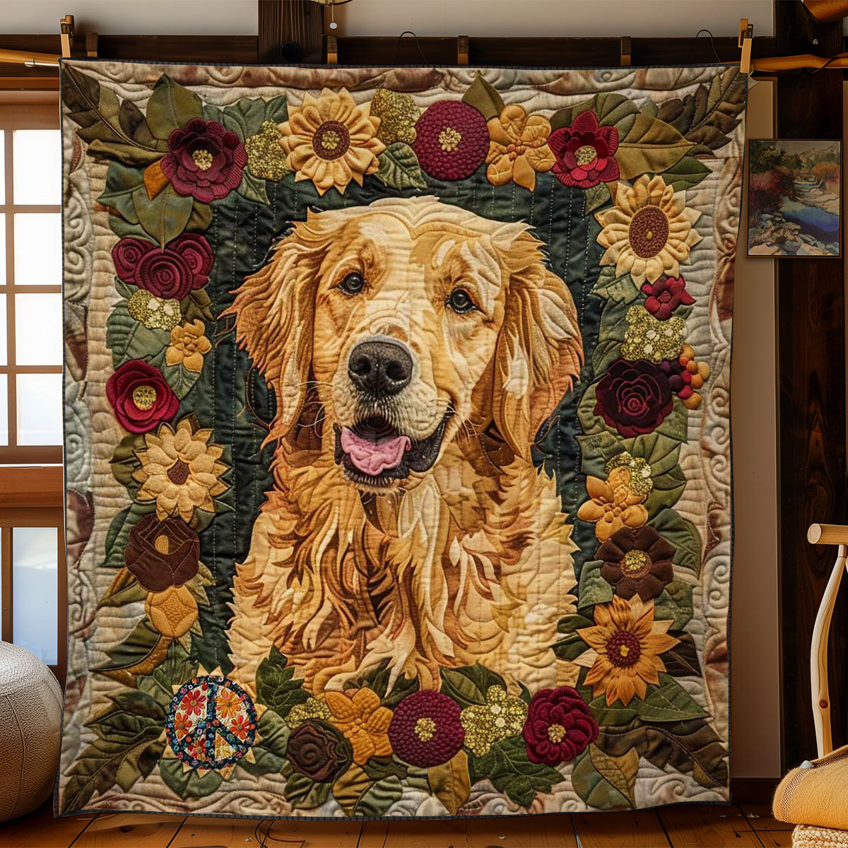 Golden Retriever Rustic Charm WN2810009CL Quilt