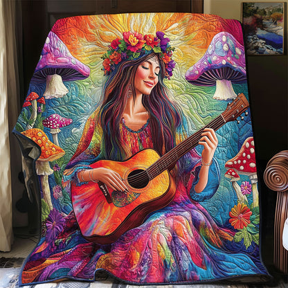 Hippie Girl Playing Guitar WY0312022CL Quilt