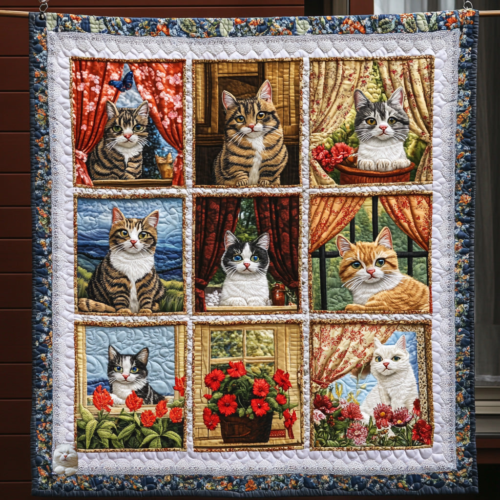 Cat Looking Out Window WU0711038CL Quilt