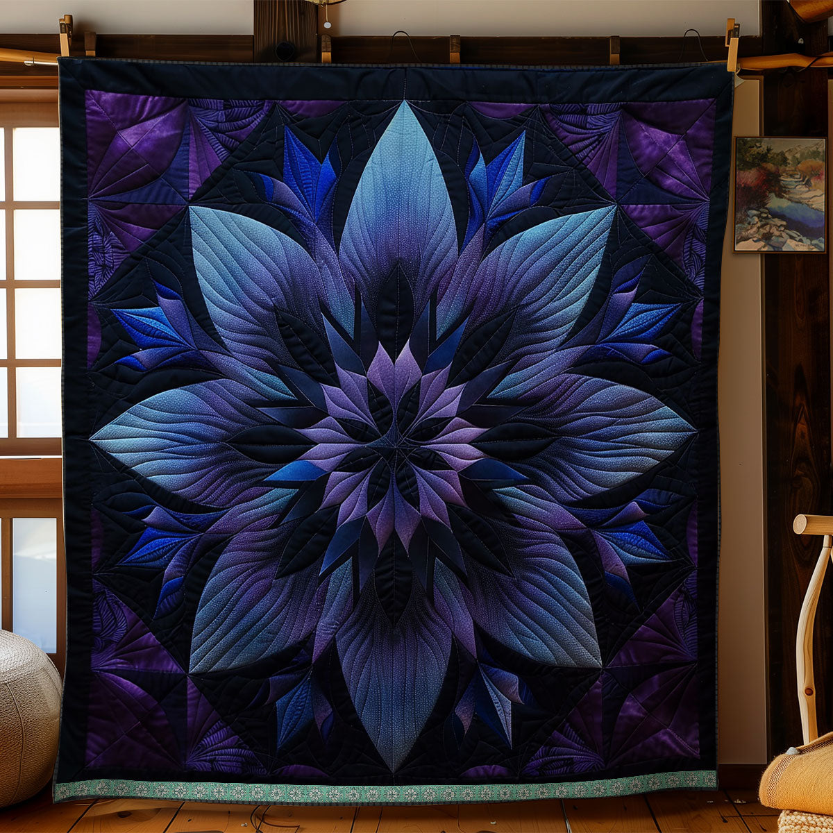 Blue Floral Mystique WN1309018CL Quilt
