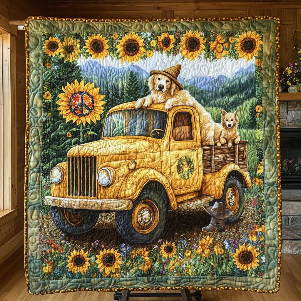 Golden Retriever Yellow Truck WN0110038CL Quilt