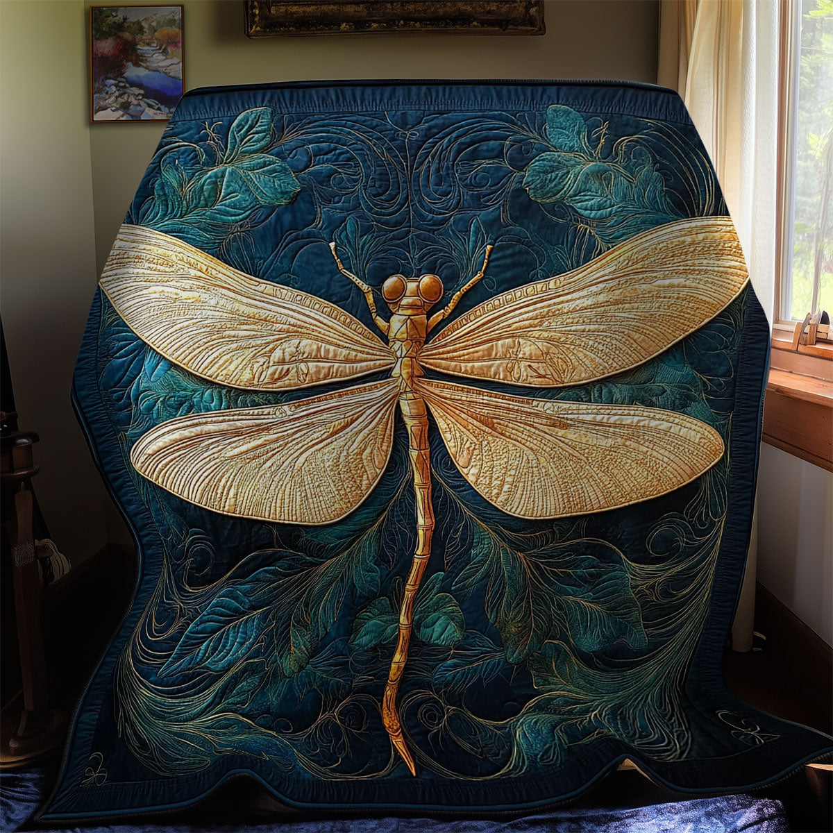 Gold Dragonfly WY0212037CL Quilt