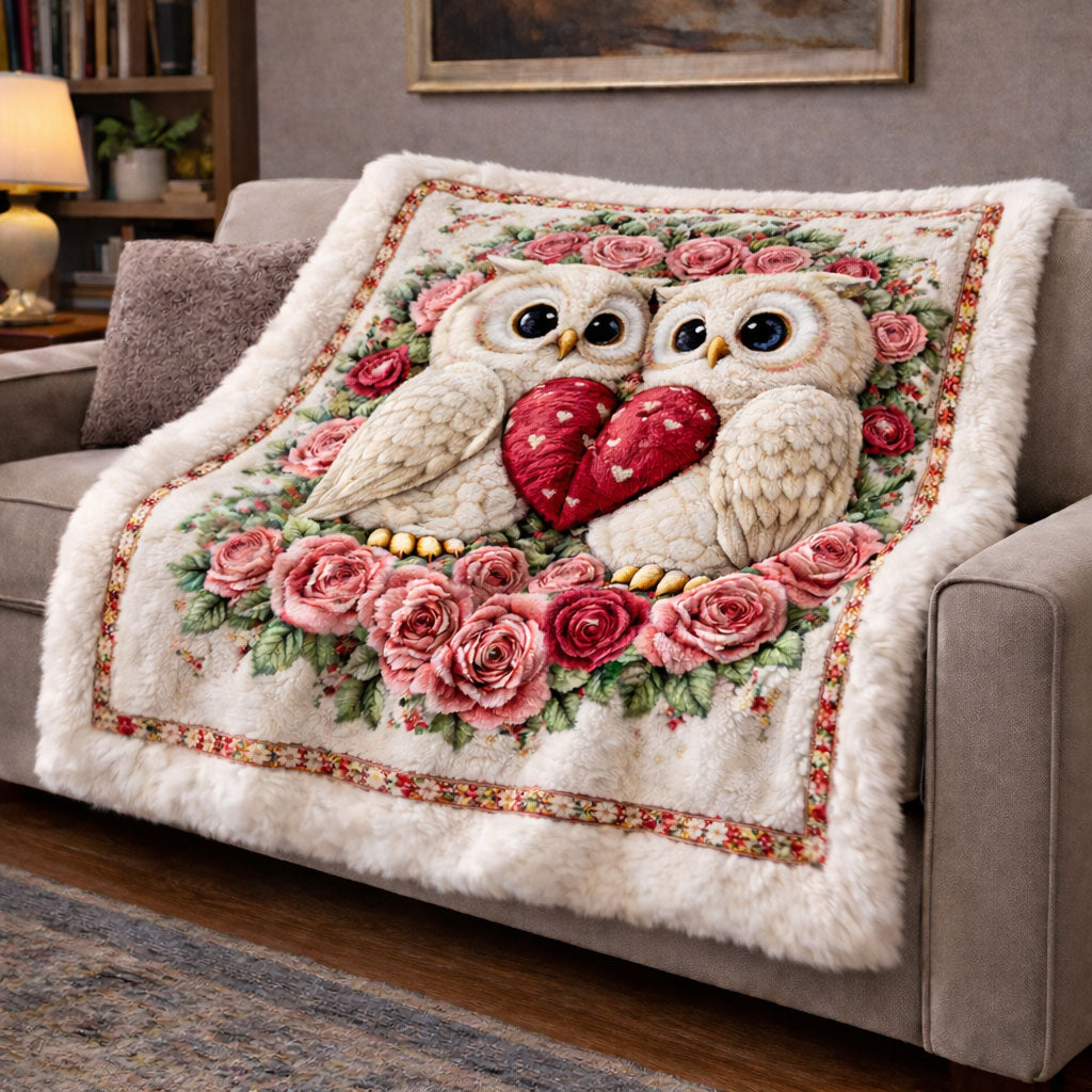 Blossom Love Owls KL2101005CL Faux Fur Throw Blanket