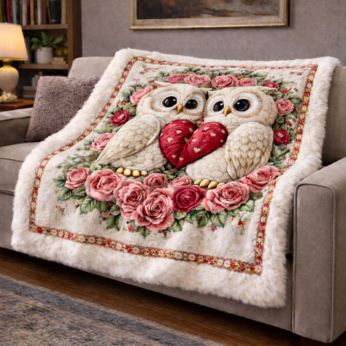 Blossom Love Owls KL2101005CL Faux Fur Throw Blanket