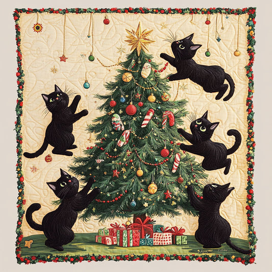 Christmas Tree And Cat WY3010006CL Quilt