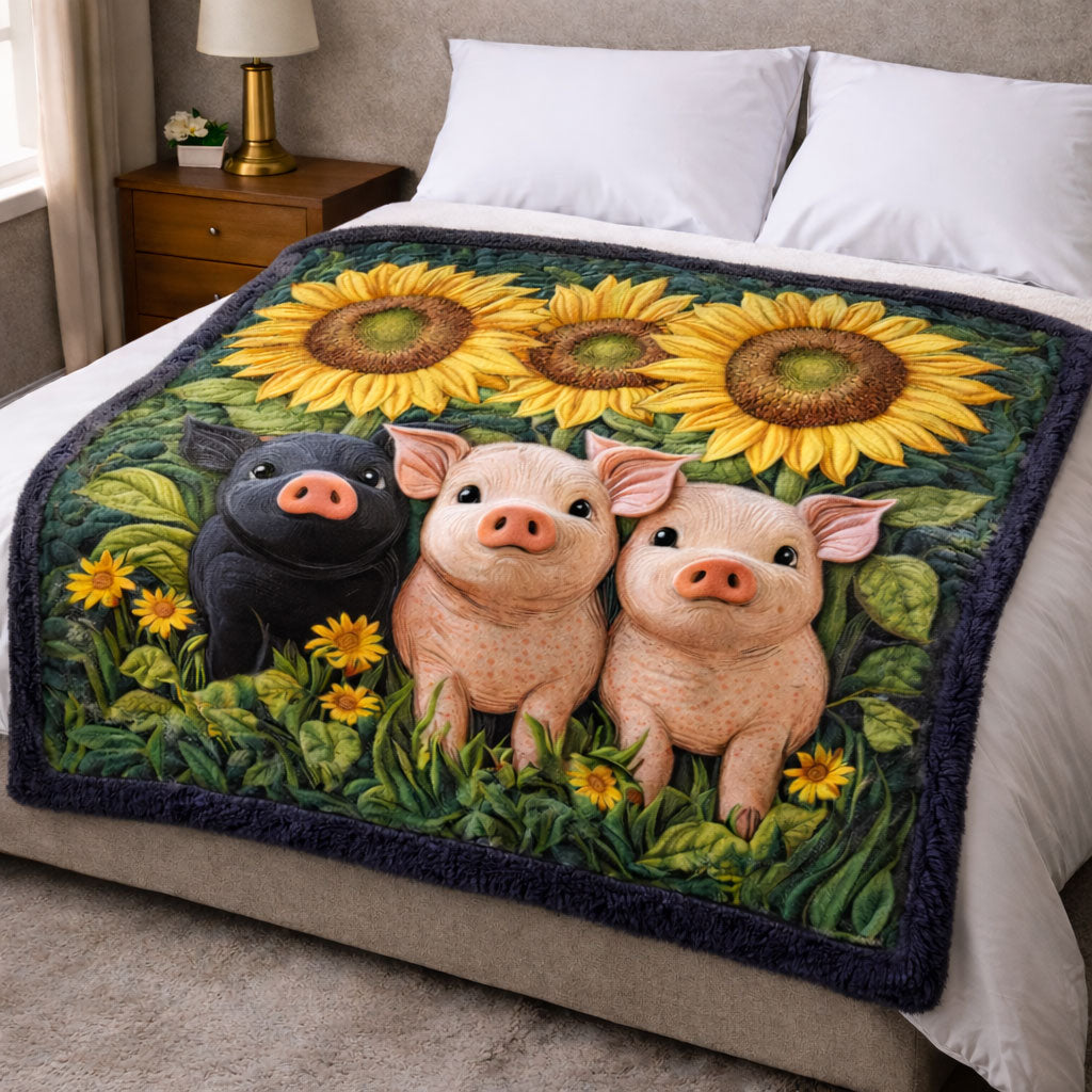 Sunflower Piglets KL2101007CL Faux Fur Throw Blanket