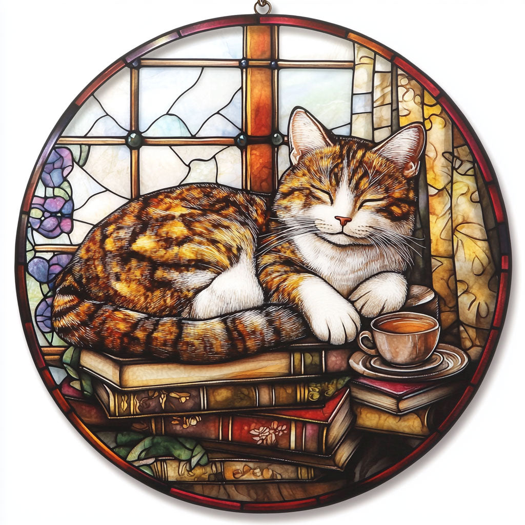 Cat WU2809006CL Stained Glass Suncatcher