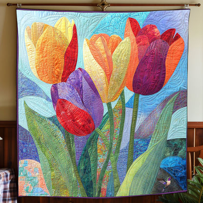 Abstract Tulip Flower WP1012028CL Quilt