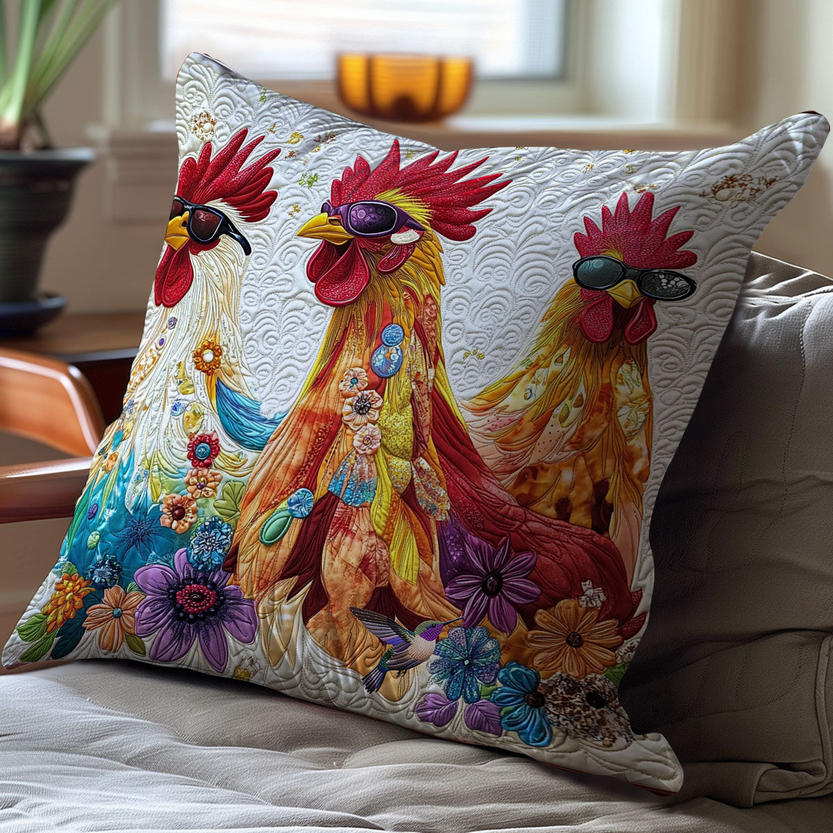 Sunglasses Chicken WY0612105CL Quilt Pillow Case