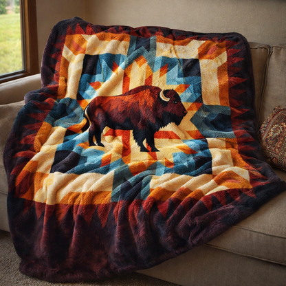 Geometric Bison QA2201002CL Faux Fur Throw Blanket