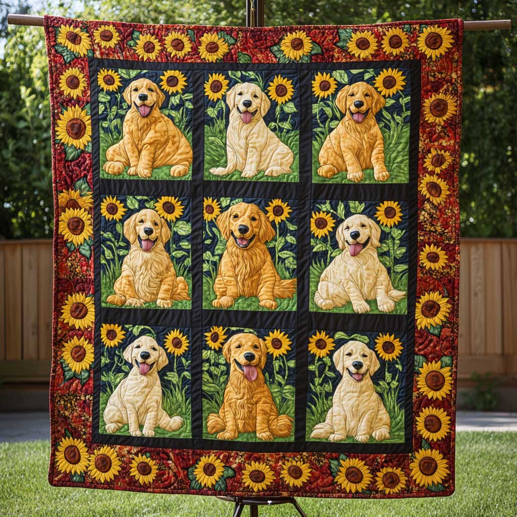 Golden Retriever In Bloom WN2709136CL Quilt