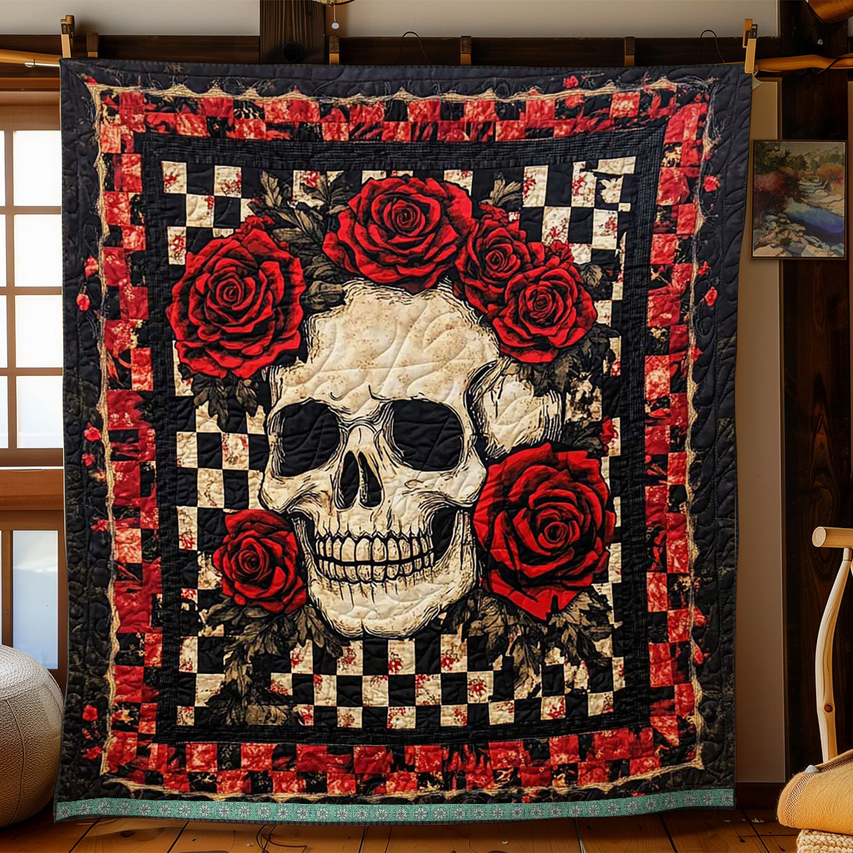 Red Roses Skull WJ2609016CL Quilt
