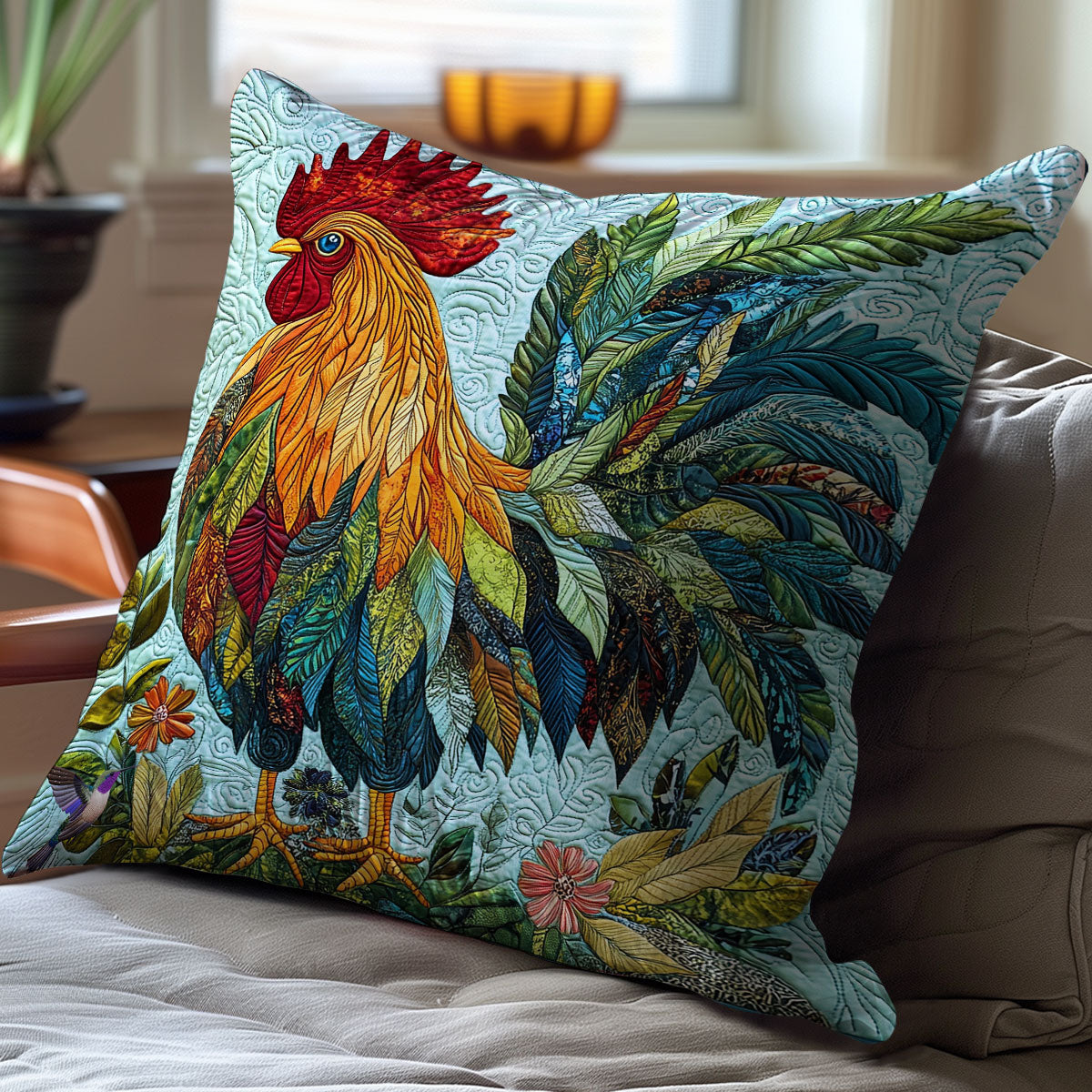 Leaves Chicken WY1211054CL Quilt Pillow Case