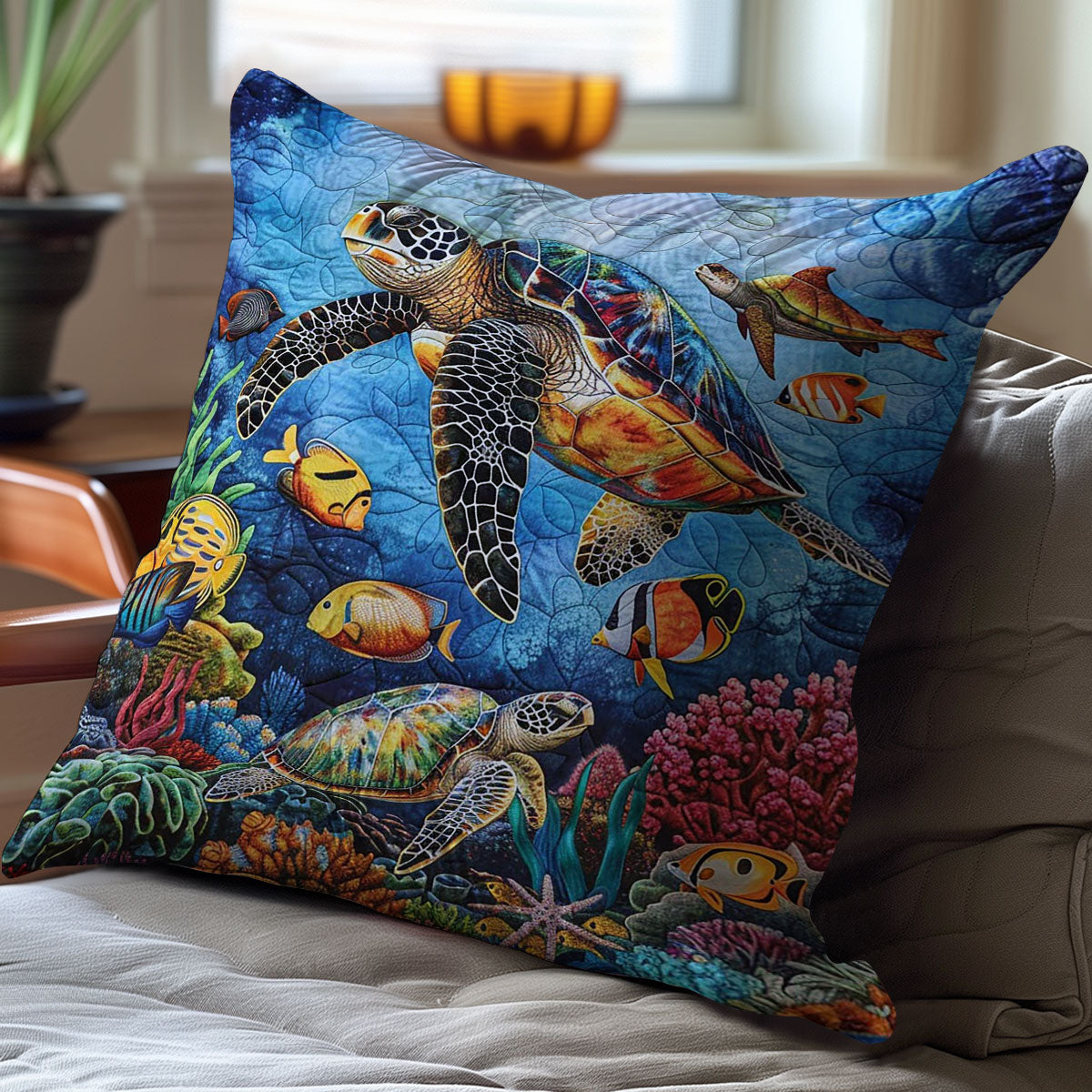 Sea Turtle WJ1109043CL Quilt Pillow Case