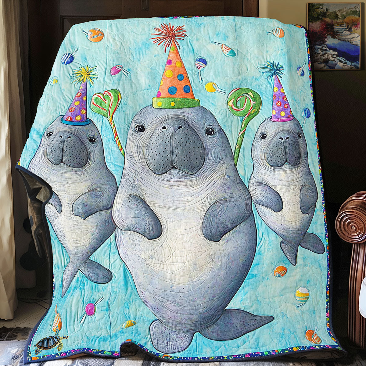 Birthday Manatee WY1211038CL Quilt