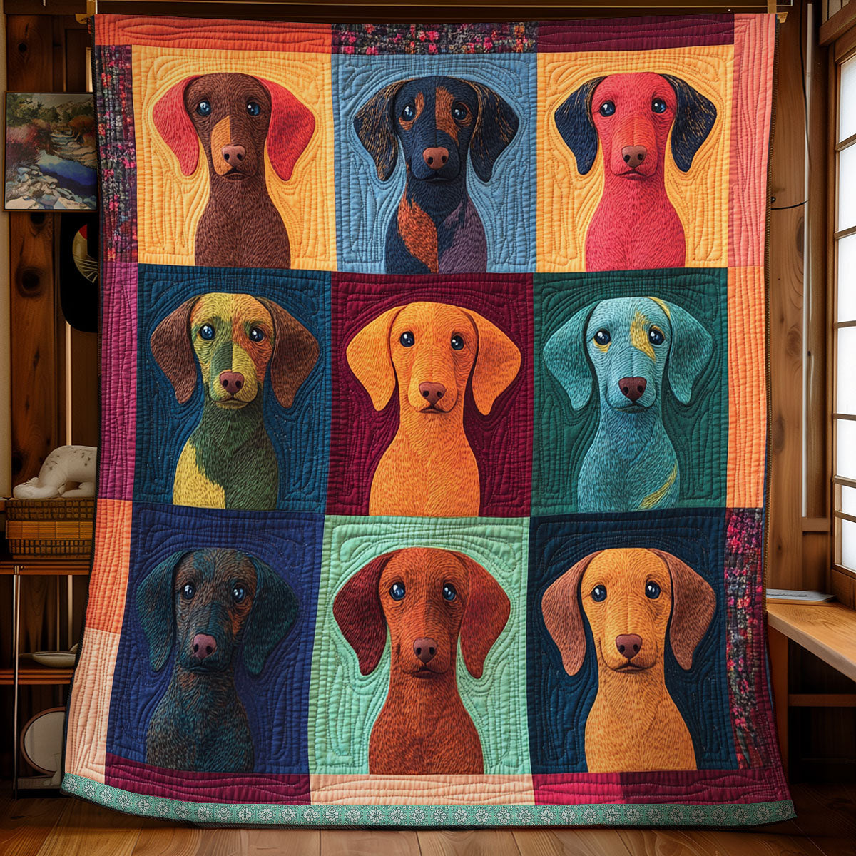 Dachshund Patchwork WX0912008CL Quilt