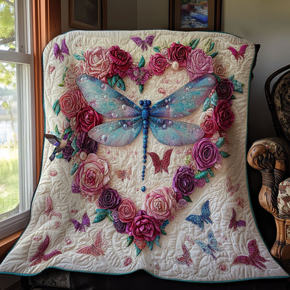 Heart Flower Dragonfly WY0912026CL Quilt