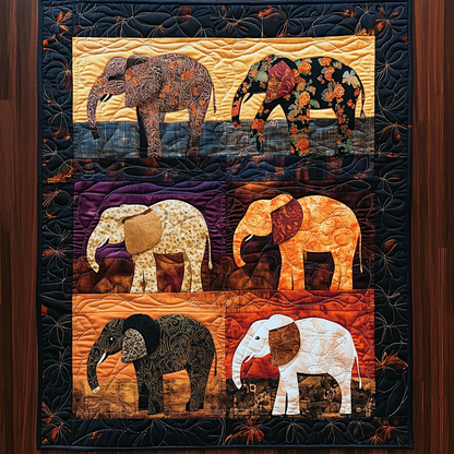 Patchwork Elephant WY1901048CL Quilted Table Runner