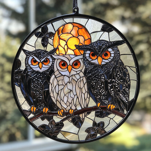 Owl WU2410061CL Stained Glass Suncatcher