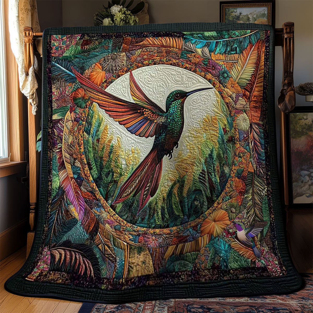 Dancing Hummingbird Feathers WN1010007CL Quilt