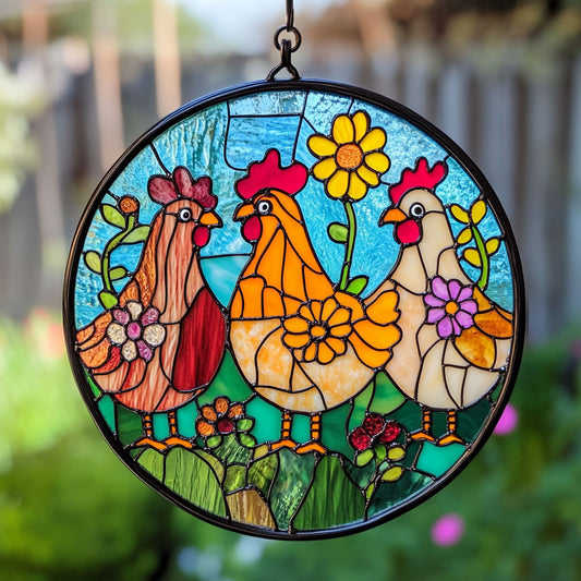 Chicken WU1210004CL Stained Glass Suncatcher