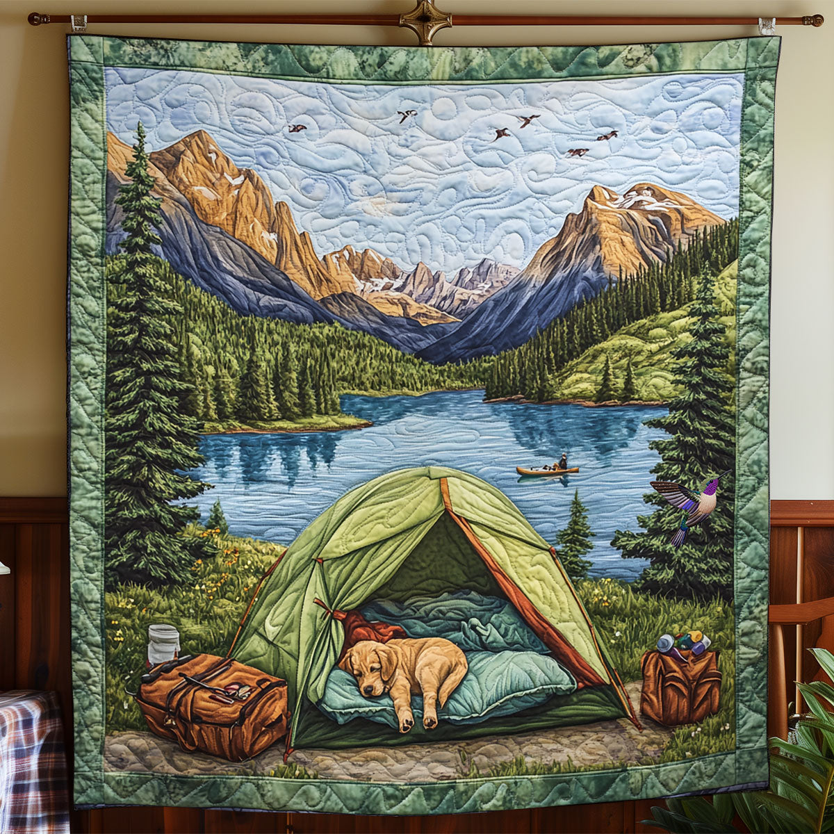 Dog Camping WY1811039CL Quilt