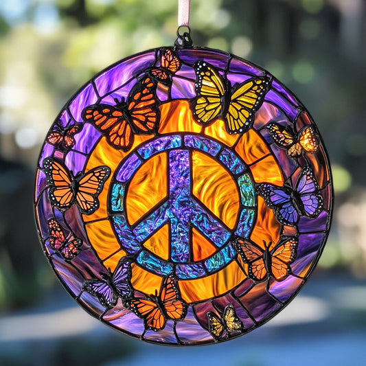 Peace Sign And Butterfly WY2202198CL Suncatcher