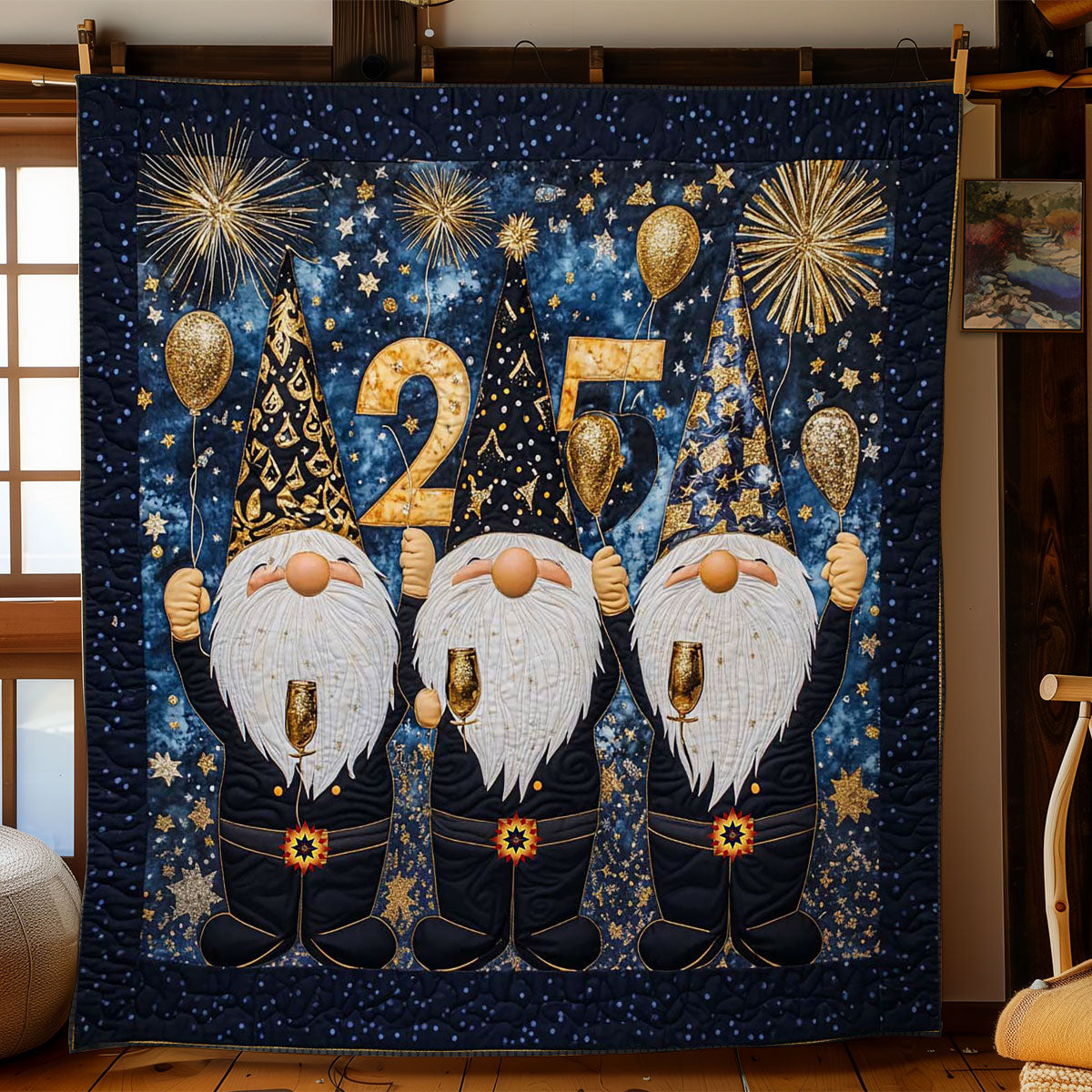 Midnight Gnome Cheers WN2012027CL Quilt
