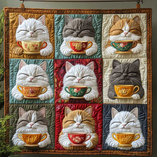 Tea Cup Cat WP1009064CL Quilt