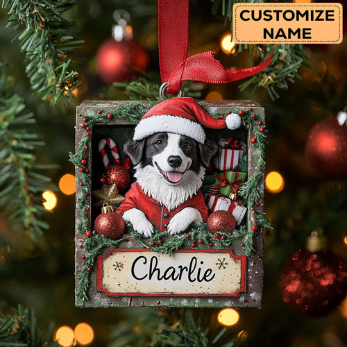 Merry Border Collie WN1510065CL Personalized Christmas Ornament