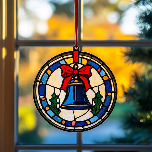 Jingle Bell WJ0911046CL Stained Glass Suncatcher