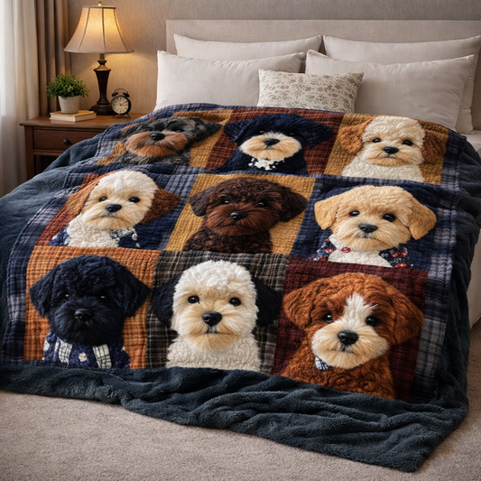 Dog Patchwork QA2401002CL Faux Fur Throw Blanket