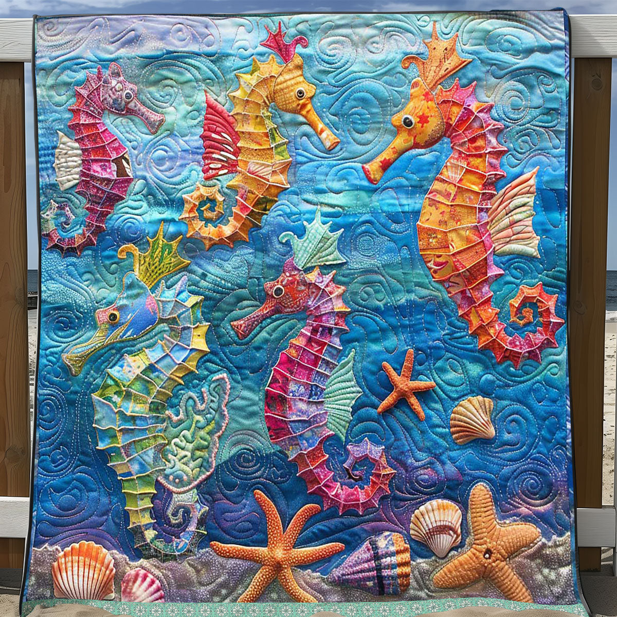 Seahorses Seashore WP0509041CL Quilt