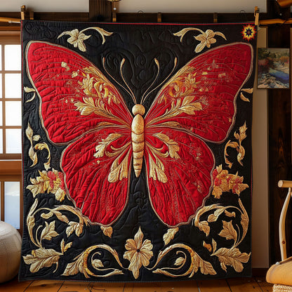 Red Gold Butterfly WY1012044CL Quilt