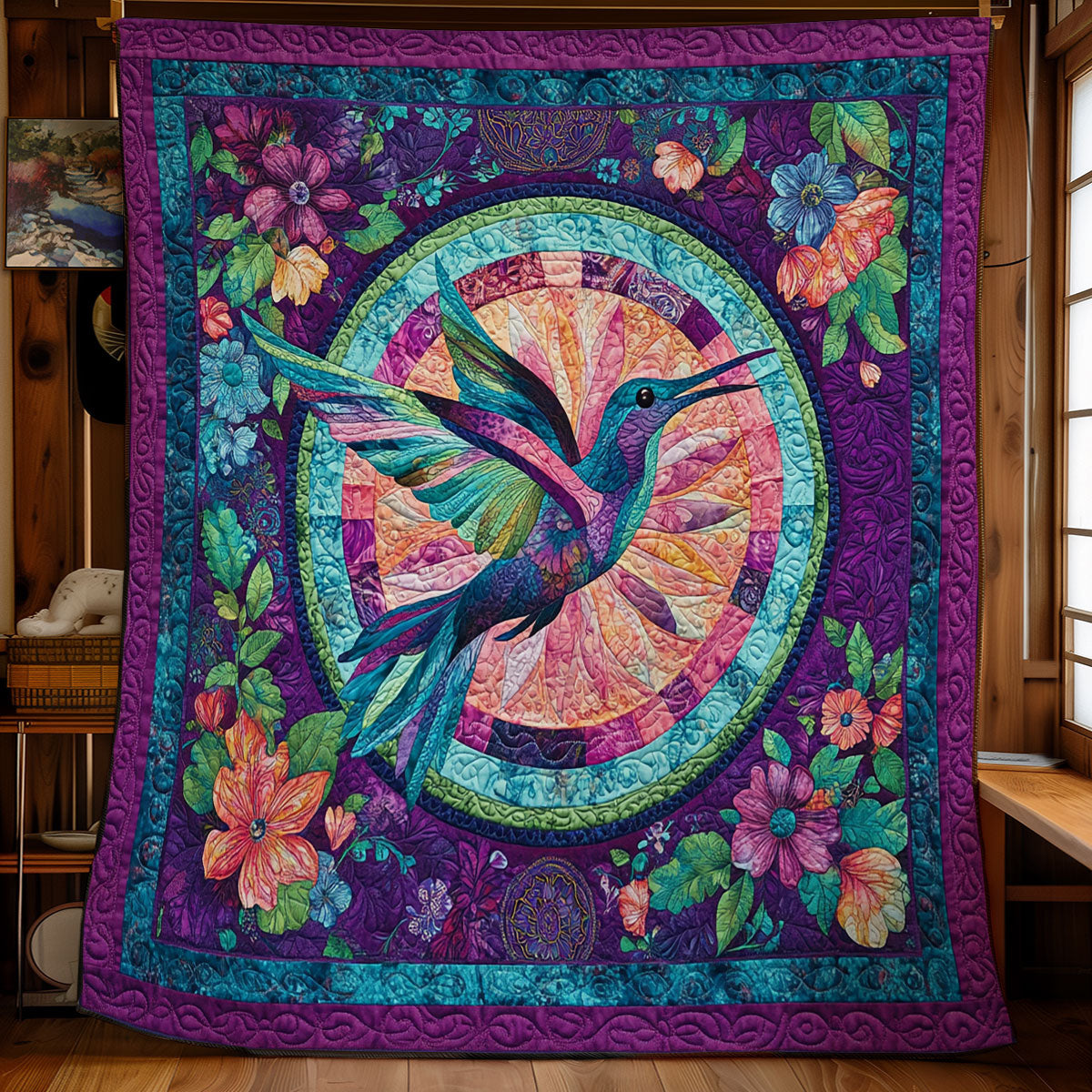 Magic Circle Hummingbird WY0301053CL Quilt