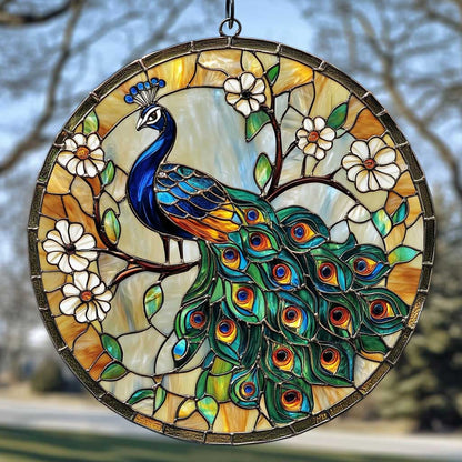 Peacock WJ0810047CL Stained Glass Suncatcher