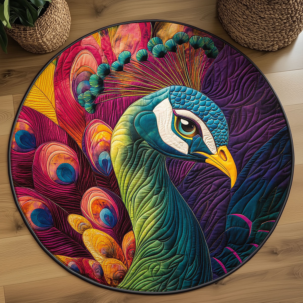 Peacock WJ2003080CL Quilted Round Mat