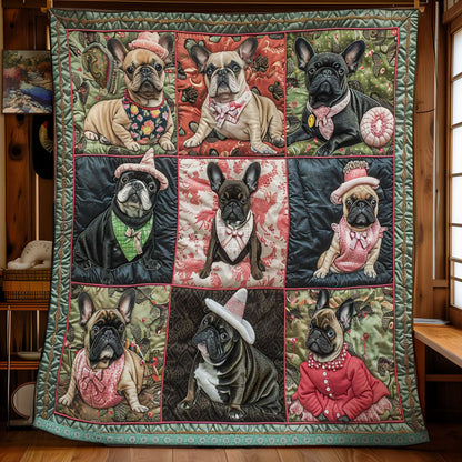 French Bulldogs Cheerful WN1209032CL Quilt