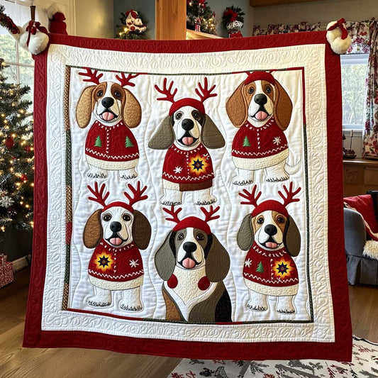 Basset Hound Reindeer Costume WP0810003CL Quilt